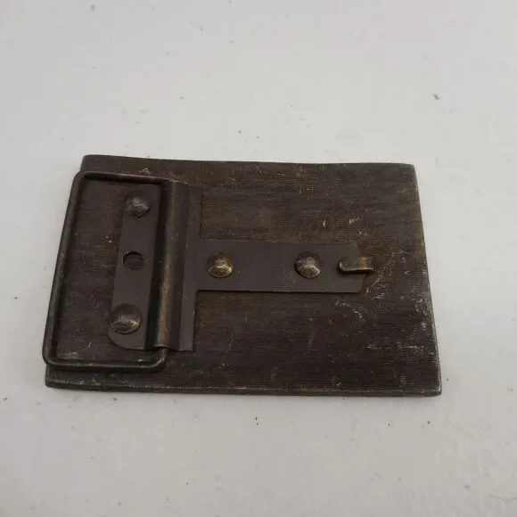 VINTAGE 1970's PANAMA RED BRASS BELT BUCKLE LEWIS BUCKLE CO. 4" 1970s - Picture 2 of 3